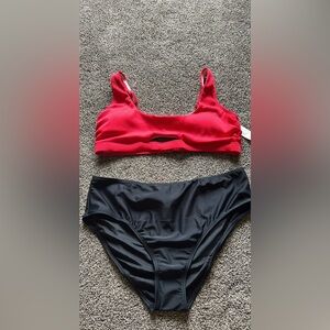 Cupshe Red and Black Bikini Set